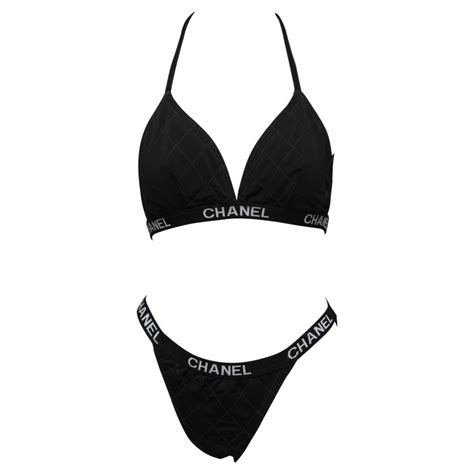 chanel logo bikini top|Chanel graphic swimwear.